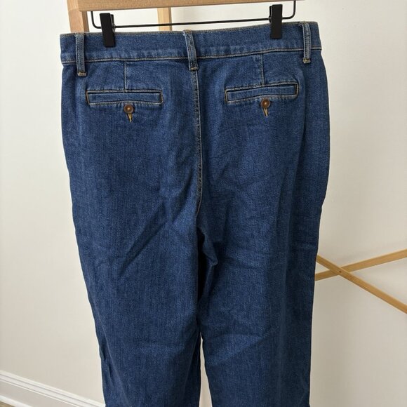 Land’s End Pleated Wide Leg Trouser Jeans (Sz Pet 12) High Rise Elevated Basic - Picture 7 of 10